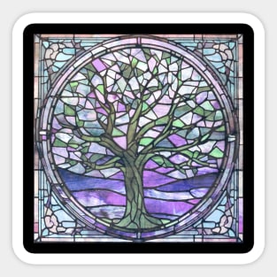 Stained glass window tree phish fans dead head hiking outdoors spiritual nature Sticker